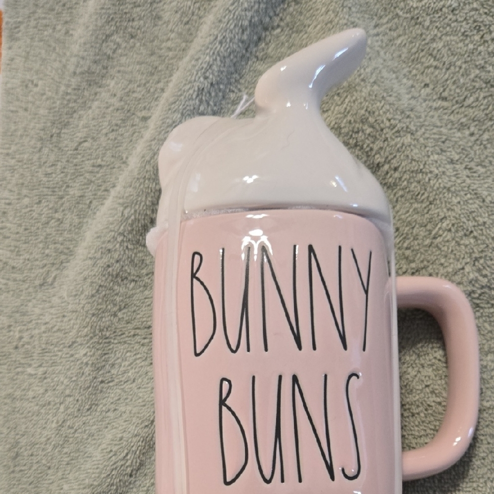 Rae Dunn Pink and White Bunny Buns Mug